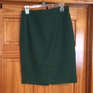 J crew. Hunter Green Pencil Skirt. Wool